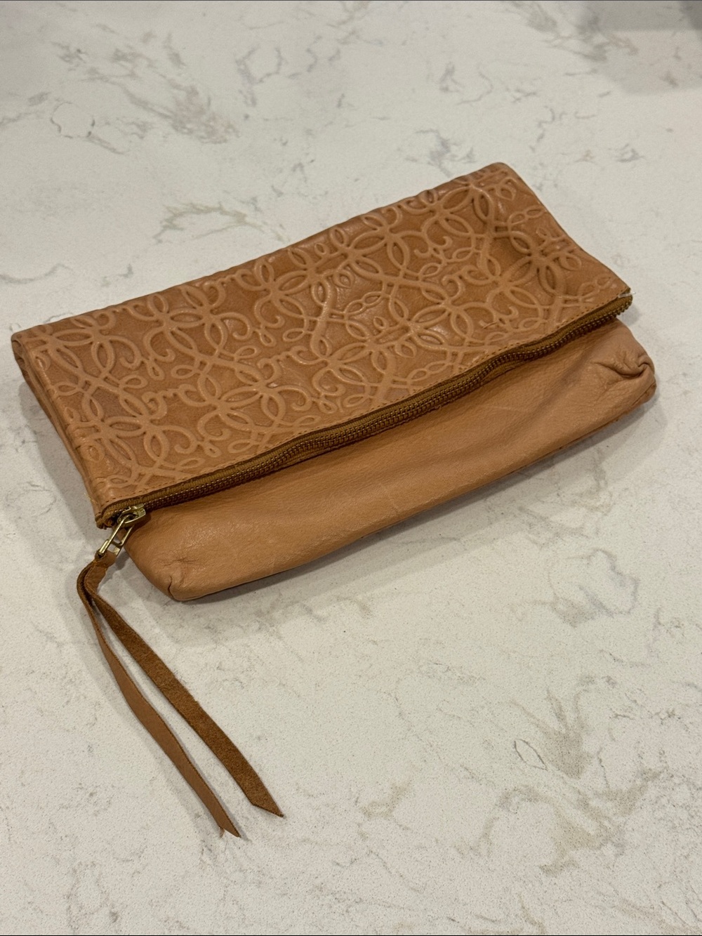 Alex & Ani Gabriel Leather Fold-Over Clutch in Tan